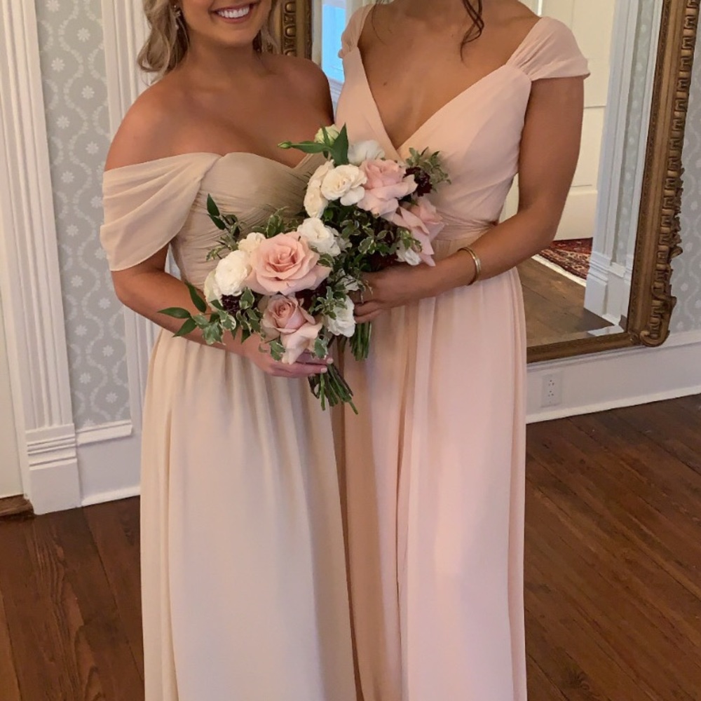 Floor length blush dress